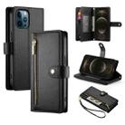 For iPhone 12 Pro Max Nine Card-slot Zipper Wallet Bag Leather Phone Case(Black) - 1