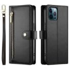 For iPhone 12 Pro Max Nine Card-slot Zipper Wallet Bag Leather Phone Case(Black) - 2