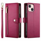 For iPhone 13 mini Nine Card-slot Zipper Wallet Bag Leather Phone Case(Red) - 2