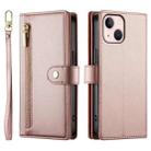 For iPhone 13 mini Nine Card-slot Zipper Wallet Bag Leather Phone Case(Pink) - 2