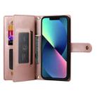 For iPhone 13 mini Nine Card-slot Zipper Wallet Bag Leather Phone Case(Pink) - 3