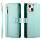 For iPhone 13 mini Nine Card-slot Zipper Wallet Bag Leather Phone Case(Mint Green) - 2