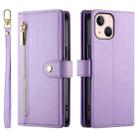 For iPhone 13 mini Nine Card-slot Zipper Wallet Bag Leather Phone Case(Purple) - 2