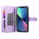 For iPhone 13 mini Nine Card-slot Zipper Wallet Bag Leather Phone Case(Purple) - 3