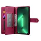 For iPhone 13 Pro Nine Card-slot Zipper Wallet Bag Leather Phone Case(Red) - 3