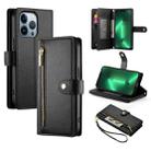 For iPhone 13 Pro Nine Card-slot Zipper Wallet Bag Leather Phone Case(Black) - 1