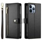 For iPhone 13 Pro Nine Card-slot Zipper Wallet Bag Leather Phone Case(Black) - 2