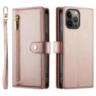 For iPhone 13 Pro Max Nine Card-slot Zipper Wallet Bag Leather Phone Case(Pink) - 2