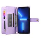 For iPhone 13 Pro Max Nine Card-slot Zipper Wallet Bag Leather Phone Case(Purple) - 3