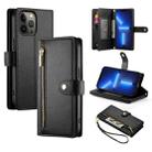 For iPhone 13 Pro Max Nine Card-slot Zipper Wallet Bag Leather Phone Case(Black) - 1