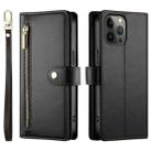 For iPhone 13 Pro Max Nine Card-slot Zipper Wallet Bag Leather Phone Case(Black) - 2