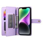 For iPhone 14 Nine Card-slot Zipper Wallet Bag Leather Phone Case(Purple) - 3