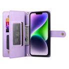 For iPhone 14 Plus Nine Card-slot Zipper Wallet Bag Leather Phone Case(Purple) - 3