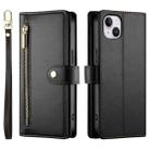 For iPhone 14 Plus Nine Card-slot Zipper Wallet Bag Leather Phone Case(Black) - 2