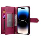 For iPhone 14 Pro Nine Card-slot Zipper Wallet Bag Leather Phone Case(Red) - 3