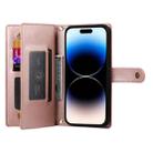 For iPhone 14 Pro Nine Card-slot Zipper Wallet Bag Leather Phone Case(Pink) - 3