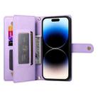 For iPhone 14 Pro Nine Card-slot Zipper Wallet Bag Leather Phone Case(Purple) - 3