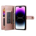 For iPhone 14 Pro Max Nine Card-slot Zipper Wallet Bag Leather Phone Case(Pink) - 3