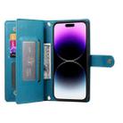 For iPhone 14 Pro Max Nine Card-slot Zipper Wallet Bag Leather Phone Case(Blue) - 3