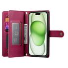 For iPhone 15 Plus Nine Card-slot Zipper Wallet Bag Leather Phone Case(Red) - 3