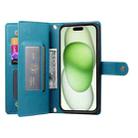 For iPhone 15 Plus Nine Card-slot Zipper Wallet Bag Leather Phone Case(Blue) - 3