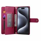 For iPhone 15 Pro Nine Card-slot Zipper Wallet Bag Leather Phone Case(Red) - 3