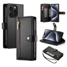 For iPhone 15 Pro Nine Card-slot Zipper Wallet Bag Leather Phone Case(Black) - 1