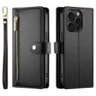 For iPhone 15 Pro Nine Card-slot Zipper Wallet Bag Leather Phone Case(Black) - 2