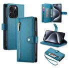 For iPhone 15 Pro Nine Card-slot Zipper Wallet Bag Leather Phone Case(Blue) - 1