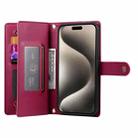 For iPhone 15 Pro Max Nine Card-slot Zipper Wallet Bag Leather Phone Case(Red) - 3