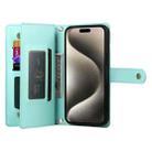 For iPhone 15 Pro Max Nine Card-slot Zipper Wallet Bag Leather Phone Case(Mint Green) - 3