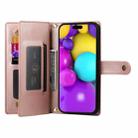 For iPhone 16 Plus Nine Card-slot Zipper Wallet Bag Leather Phone Case(Pink) - 3