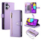 For iPhone 16 Plus Nine Card-slot Zipper Wallet Bag Leather Phone Case(Purple) - 1