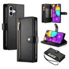 For iPhone 16 Plus Nine Card-slot Zipper Wallet Bag Leather Phone Case(Black) - 1