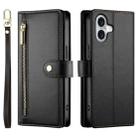 For iPhone 16 Plus Nine Card-slot Zipper Wallet Bag Leather Phone Case(Black) - 2