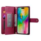 For iPhone 16 Pro Nine Card-slot Zipper Wallet Bag Leather Phone Case(Red) - 3