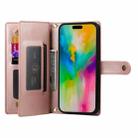 For iPhone 16 Pro Nine Card-slot Zipper Wallet Bag Leather Phone Case(Pink) - 3