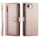 For iPhone SE 4 2024 Nine Card-slot Zipper Wallet Bag Leather Phone Case(Pink) - 2