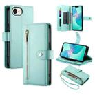 For iPhone SE 4 2024 Nine Card-slot Zipper Wallet Bag Leather Phone Case(Mint Green) - 1