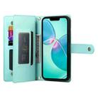 For iPhone SE 4 2024 Nine Card-slot Zipper Wallet Bag Leather Phone Case(Mint Green) - 3