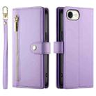 For iPhone SE 4 2024 Nine Card-slot Zipper Wallet Bag Leather Phone Case(Purple) - 2