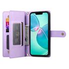 For iPhone SE 4 2024 Nine Card-slot Zipper Wallet Bag Leather Phone Case(Purple) - 3