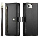 For iPhone SE 4 2024 Nine Card-slot Zipper Wallet Bag Leather Phone Case(Black) - 2