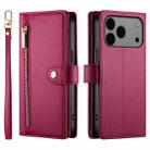 For iPhone 17 Pro Max Nine Card-slot Zipper Wallet Bag Leather Phone Case(Red) - 2