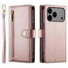 For iPhone 17 Pro Max Nine Card-slot Zipper Wallet Bag Leather Phone Case(Pink) - 2