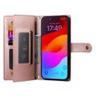 For iPhone 17 Pro Max Nine Card-slot Zipper Wallet Bag Leather Phone Case(Pink) - 3