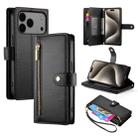 For iPhone 17 Pro Max Nine Card-slot Zipper Wallet Bag Leather Phone Case(Black) - 1