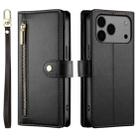 For iPhone 17 Pro Max Nine Card-slot Zipper Wallet Bag Leather Phone Case(Black) - 2