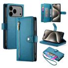 For iPhone 17 Pro Max Nine Card-slot Zipper Wallet Bag Leather Phone Case(Blue) - 1