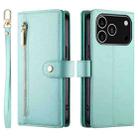 For iPhone 17 Pro Nine Card-slot Zipper Wallet Bag Leather Phone Case(Mint Green) - 2